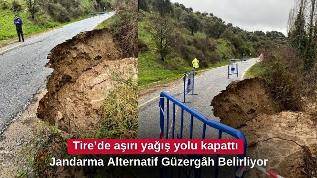 Tire’de aşırı yağış yolu kapattı