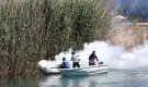 Antalya'da denizden karaya ilaçlama yapılıyor