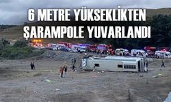 6 metre yüksekten şarampole yuvarlandı