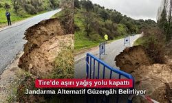 Tire’de aşırı yağış yolu kapattı