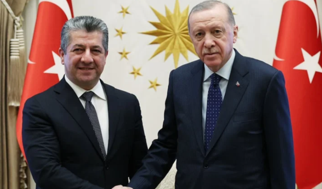 CB Erdoğan, Mesrur Barzani'yi kabul etti.